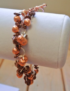 Copper fluted and atiqued rope beads bracelet - DSC_0628